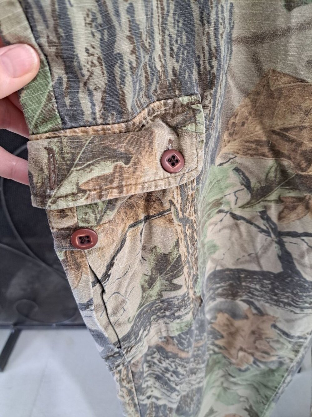 Vintage Woolrich Camo Cargo Pants Adjustable Waist Pockets Mens 36" Leaf Tree - Picture 3 of 13